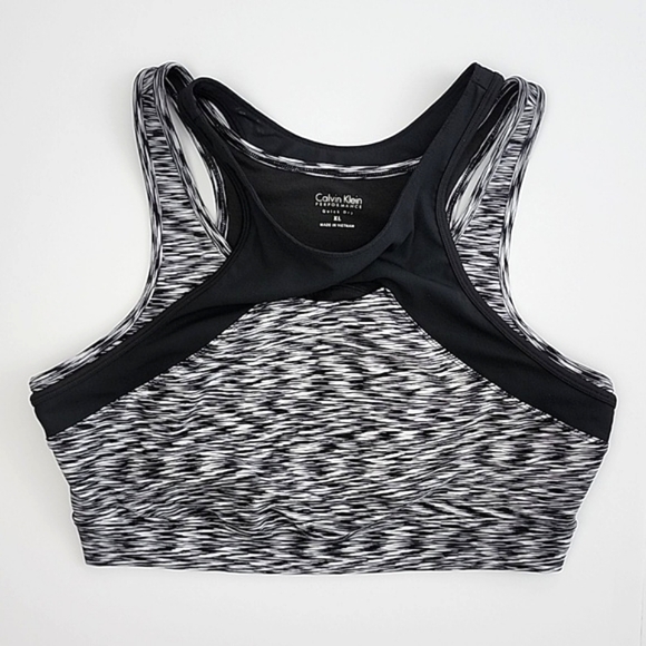 ⭐️3/ $30⭐️ Calvin Klein Quick Dry Sports Racerback Bra Black White Sz XL - Picture 1 of 11